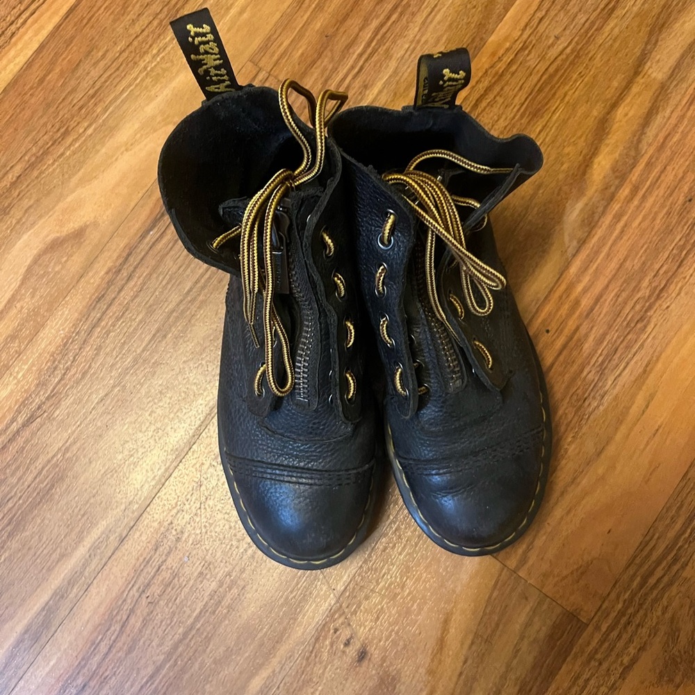 Dr. Martens Black Sinclair Zip Front Crocodile Boots